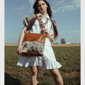 FRINGE Hill designs leather and hair-on hide Bag